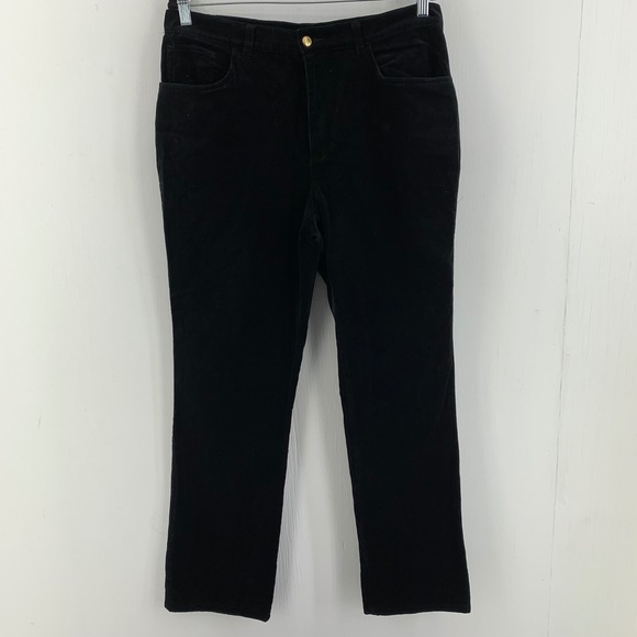 Chaps Denim Pants - Goth Grunge Womens 12 Velvet Velour High Rise Straight Leg Pants Jeans Y2K 90s